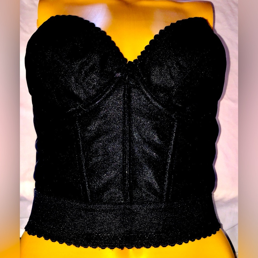 Vintage QT Long Line Bra Bustier Black Size 36D